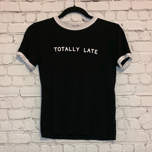 Forever 21 Tops - Forever 21 Totally Late Black Cropped Tee Shirt